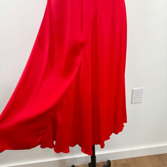 & Other Stories Satin Dress Red Midi Bias Cut Slip Party Holiday Cocktail Size 2 - Picture 3 of 15